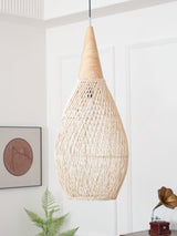 Handwoven Javanese Braided Rattan Pendant Light Coastal Style Wicker Hanging Lamp