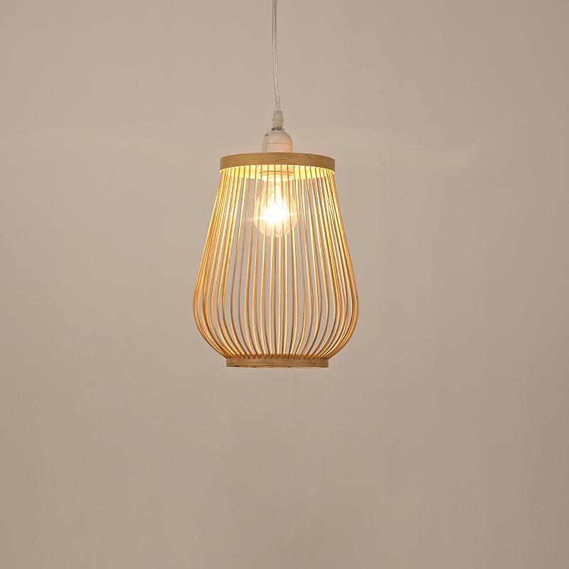 Handwoven Natural Bamboo Cage Pendant Lamp Rustic Boho Hanging Ceiling Light Fixture