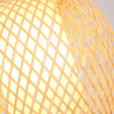 Handwoven Natural Bamboo Oval Dome Pendant Light Farmhouse Style Hanging Lamp for Bedroom