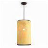 Handwoven Natural Bamboo Round Pendant Light Sustainable Ceiling Fixture for Kitchen Island and Dining Room