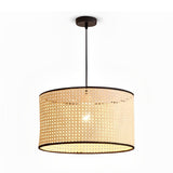 Handwoven Natural Bamboo Round Pendant Light Sustainable Ceiling Fixture for Kitchen Island and Dining Room