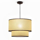 Handwoven Natural Bamboo Round Pendant Light Sustainable Ceiling Fixture for Kitchen Island and Dining Room