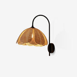 Handwoven Natural Rattan Petal Wall Sconce Lamp for Living Room and Bedroom