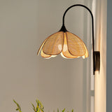 Handwoven Natural Rattan Petal Wall Sconce Lamp for Living Room and Bedroom