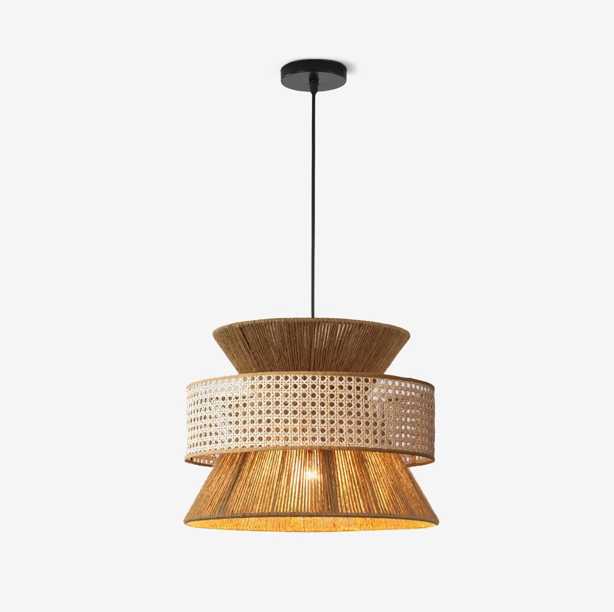 Handwoven Rattan and Bamboo Pendant Light for Coastal Bohemian Home Decor