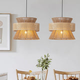 Handwoven Rattan and Bamboo Pendant Light for Coastal Bohemian Home Decor