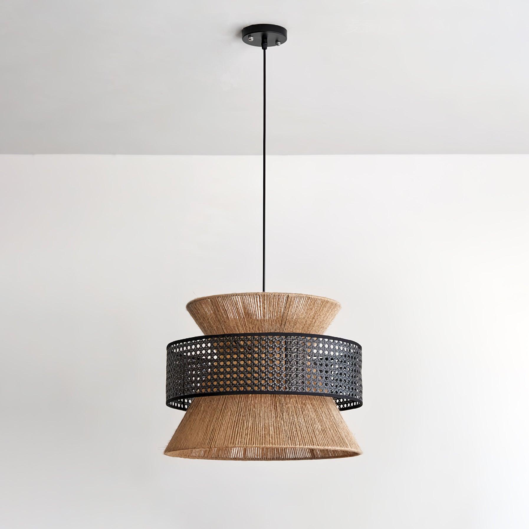 Handwoven Rattan and Bamboo Pendant Light for Coastal Bohemian Home Decor