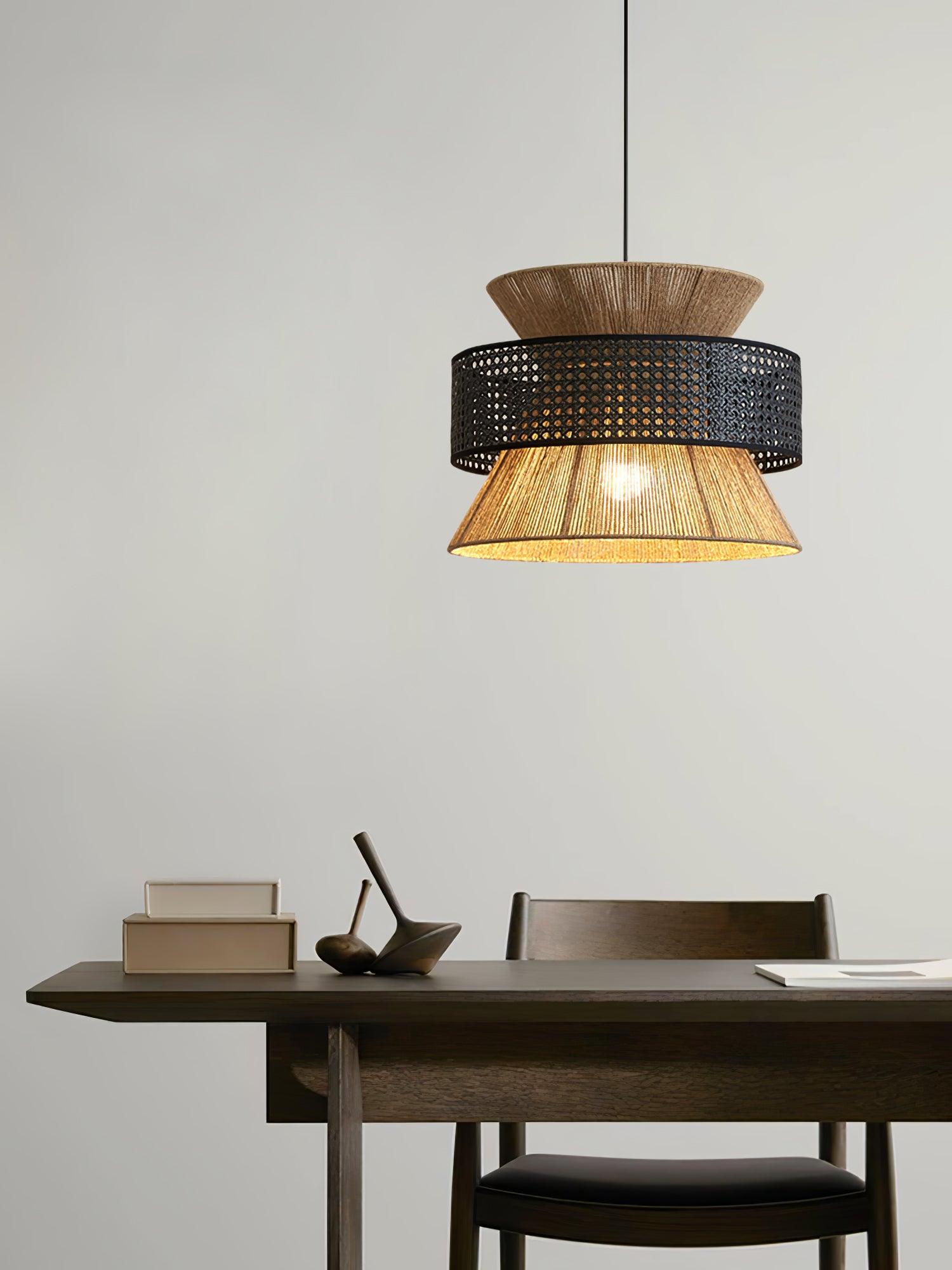 Handwoven Rattan and Bamboo Pendant Light for Coastal Bohemian Home Decor