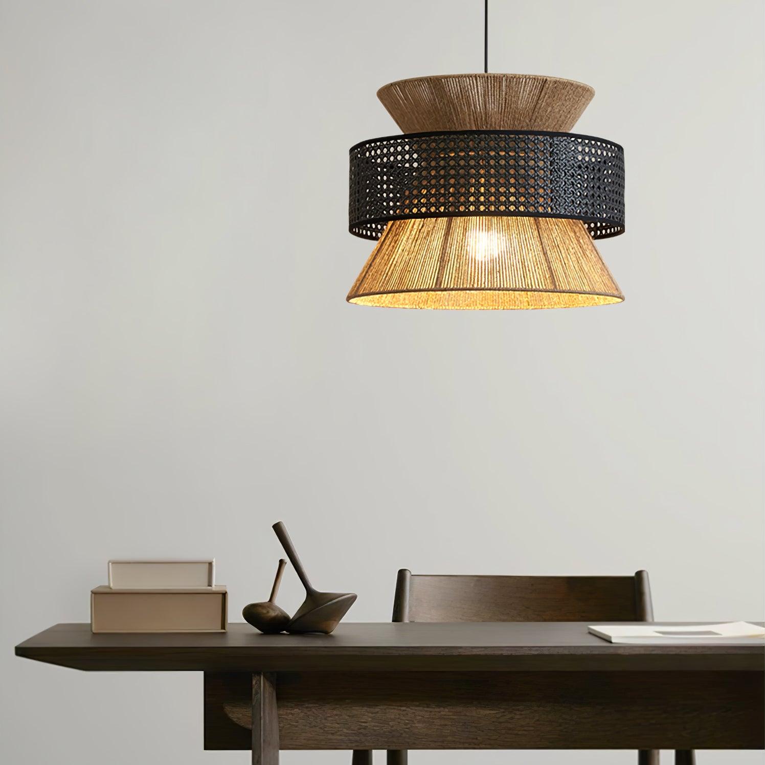 Handwoven Rattan and Bamboo Pendant Light for Coastal Bohemian Home Decor