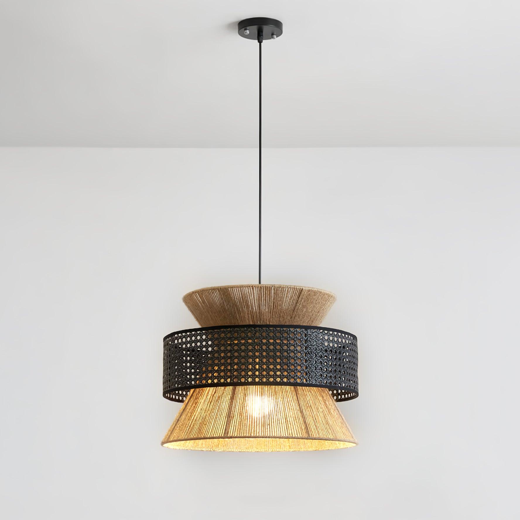 Handwoven Rattan and Bamboo Pendant Light for Coastal Bohemian Home Decor