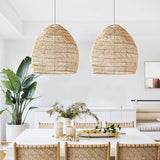 Handwoven Rattan Pendant Light Organic Wicker Hanging Lamp for Modern Living Spaces