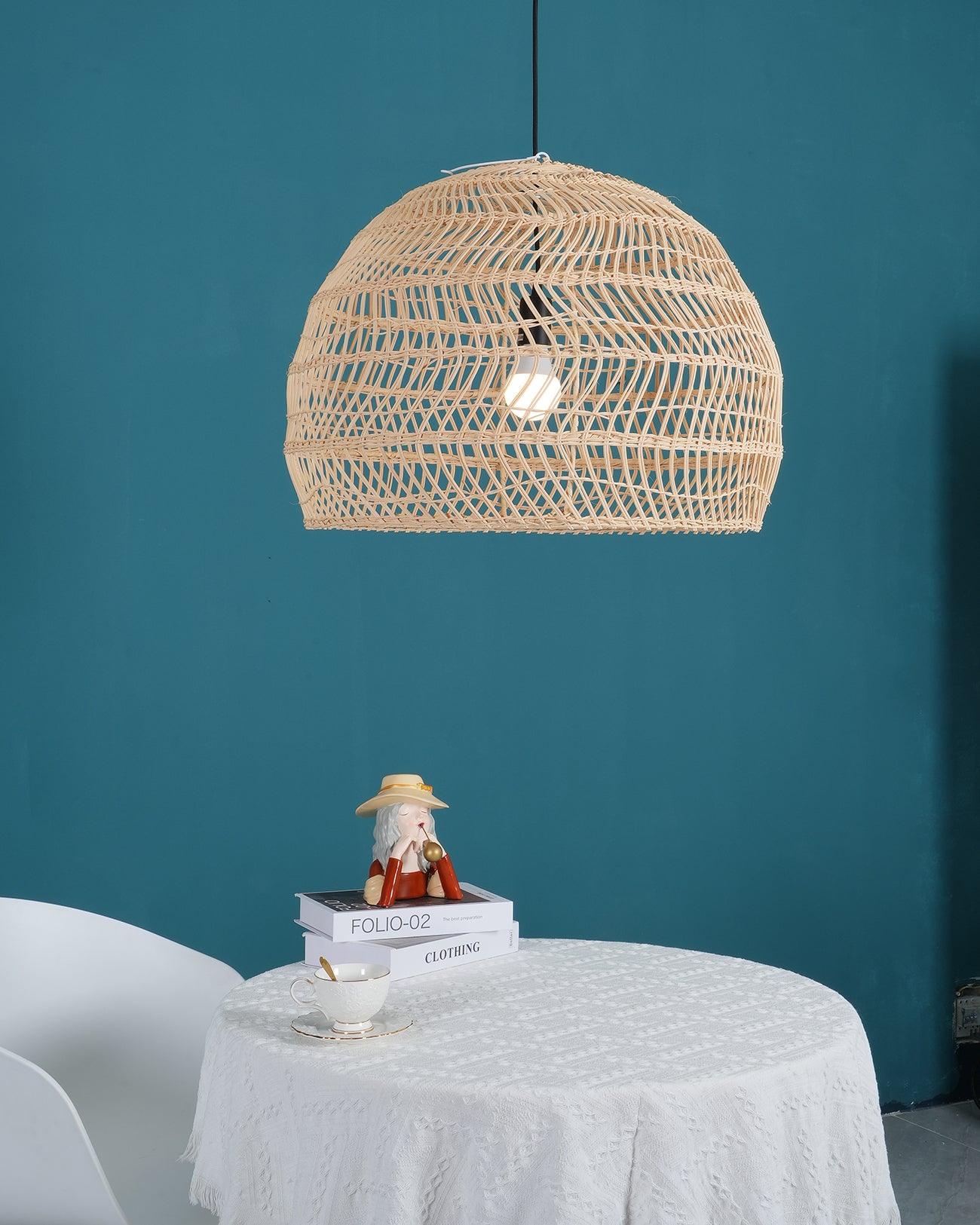 Handwoven Rattan Pendant Light Organic Wicker Hanging Lamp for Modern Living Spaces