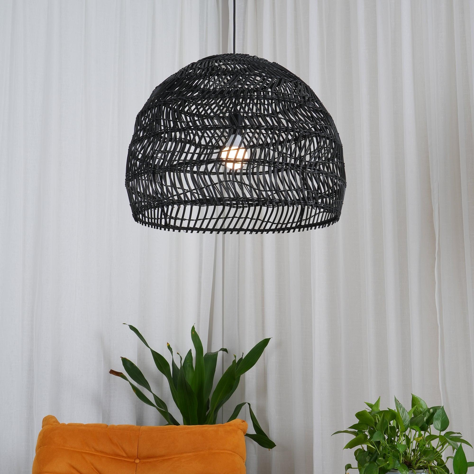 Handwoven Rattan Pendant Light Organic Wicker Hanging Lamp for Modern Living Spaces