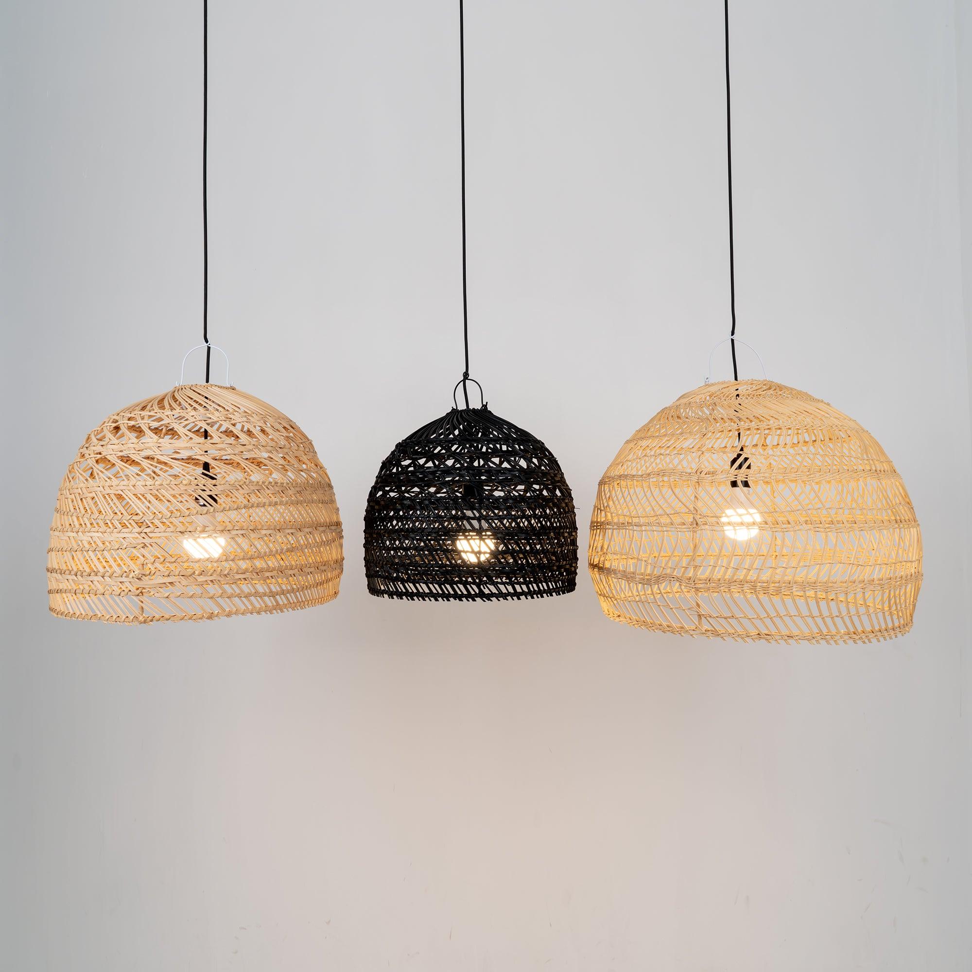 Handwoven Rattan Pendant Light Organic Wicker Hanging Lamp for Modern Living Spaces