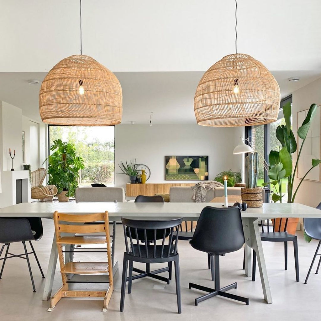 Handwoven Rattan Pendant Light Organic Wicker Hanging Lamp for Modern Living Spaces