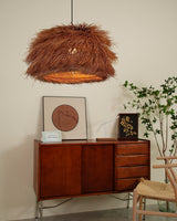 Handwoven Rattan Pendant Light Rustic Conical Wicker Hanging Lamp for Interior