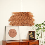 Handwoven Rattan Pendant Light Rustic Conical Wicker Hanging Lamp for Interior