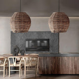 Handwoven Rattan Pendant Light Rustic Conical Wicker Hanging Lamp for Interior