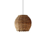Handwoven Rattan Pendant Light Rustic Conical Wicker Hanging Lamp for Interior