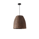 Handwoven Rattan Pendant Light Rustic Conical Wicker Hanging Lamp for Interior