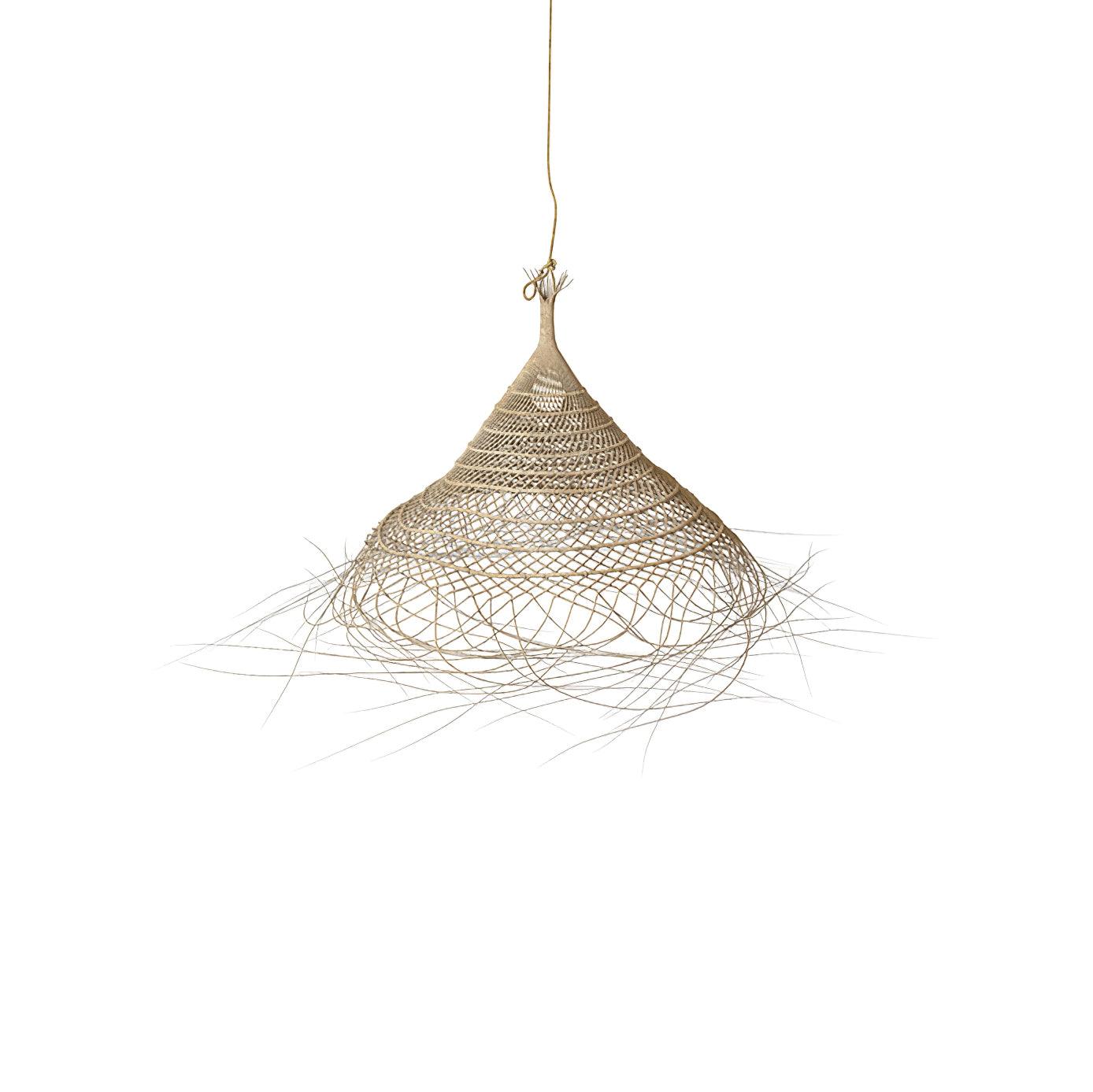 Handwoven Rattan Pendant Light Rustic Conical Wicker Hanging Lamp for Interior