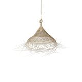 Handwoven Rattan Pendant Light Rustic Conical Wicker Hanging Lamp for Interior