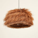 Handwoven Rattan Pendant Light Rustic Conical Wicker Hanging Lamp for Interior