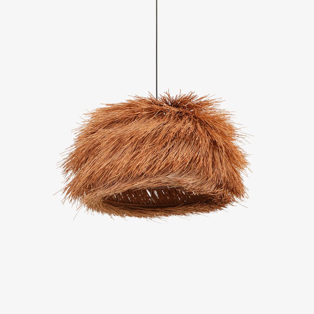 Handwoven Rattan Pendant Light Rustic Conical Wicker Hanging Lamp for Interior