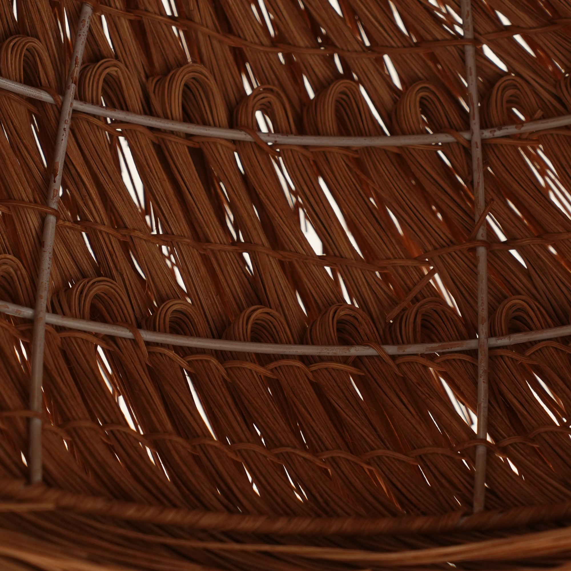 Handwoven Rattan Pendant Light Rustic Conical Wicker Hanging Lamp for Interior