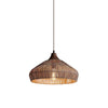 Handwoven Wicker Rattan Pendant Light with Wood and Metal Accents