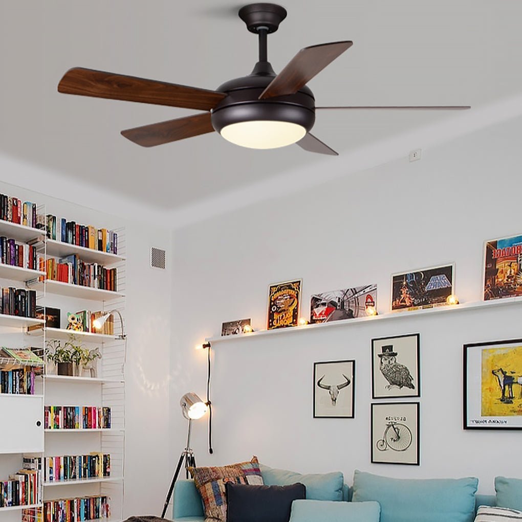 Vintage Wooden Ceiling Fan with Dimmable LED Lighting and Quiet 3 Speed Copper Motor