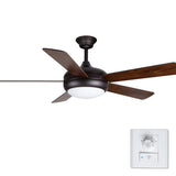 Vintage Wooden Ceiling Fan with Dimmable LED Lighting and Quiet 3 Speed Copper Motor