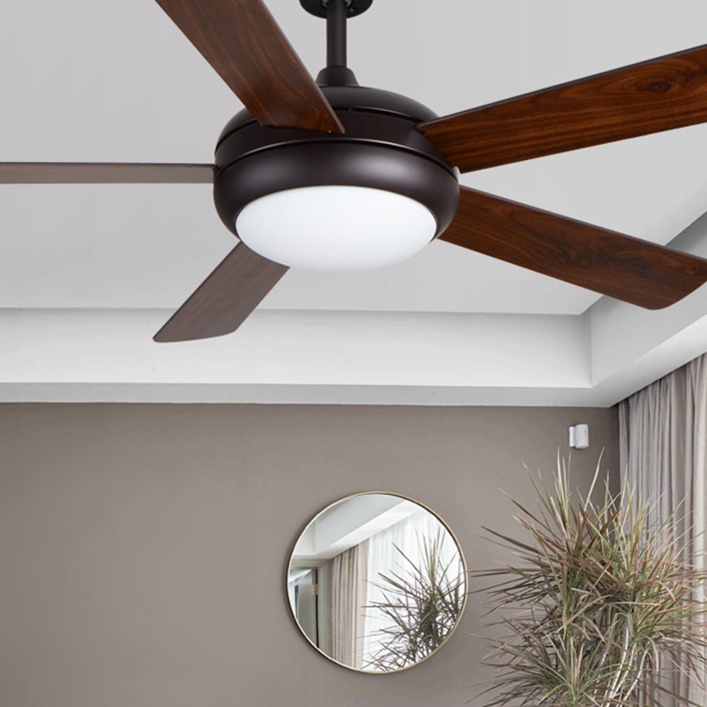 Vintage Wooden Ceiling Fan with Dimmable LED Lighting and Quiet 3 Speed Copper Motor