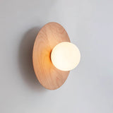 Harmonia Mid Century Modern Wood Wall Sconce with Frosted Glass Globe Shade