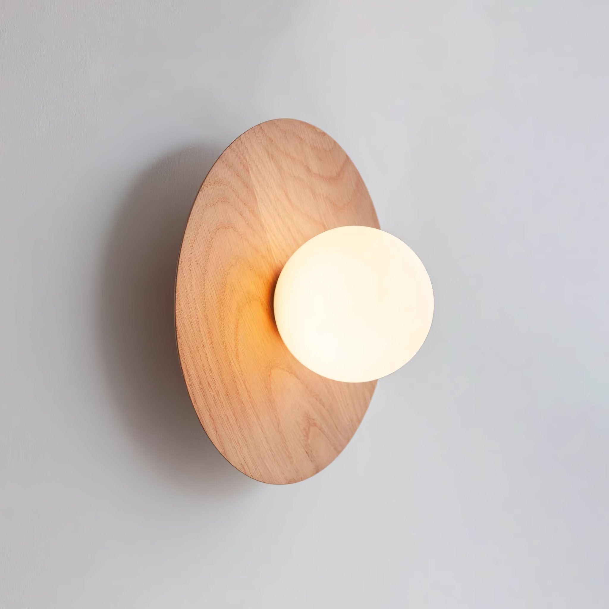 Harmonia Mid Century Modern Wood Wall Sconce with Frosted Glass Globe Shade