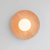 Harmonia Mid Century Modern Wood Wall Sconce with Frosted Glass Globe Shade