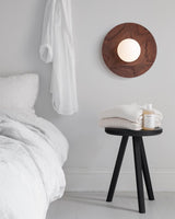 Harmonia Mid Century Modern Wood Wall Sconce with Frosted Glass Globe Shade