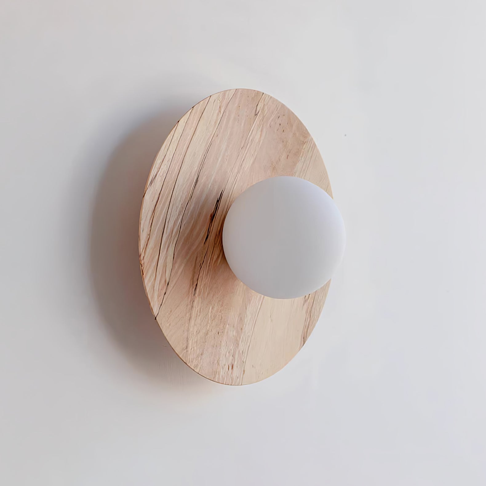 Harmonia Mid Century Modern Wood Wall Sconce with Frosted Glass Globe Shade