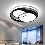 Nordic Three Circle Dimmable LED Ceiling Light Black Flush Mount Fixture for Bedroom