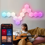 Hexagon RGBIC LED Smart Wall Sconce Modular Cellular Lighting with App and Music Sync Control