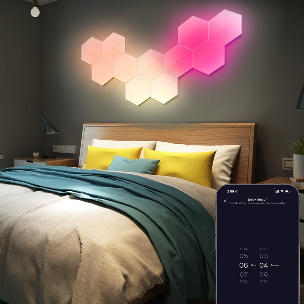 Hexagon RGBIC LED Smart Wall Sconce Modular Cellular Lighting with App and Music Sync Control