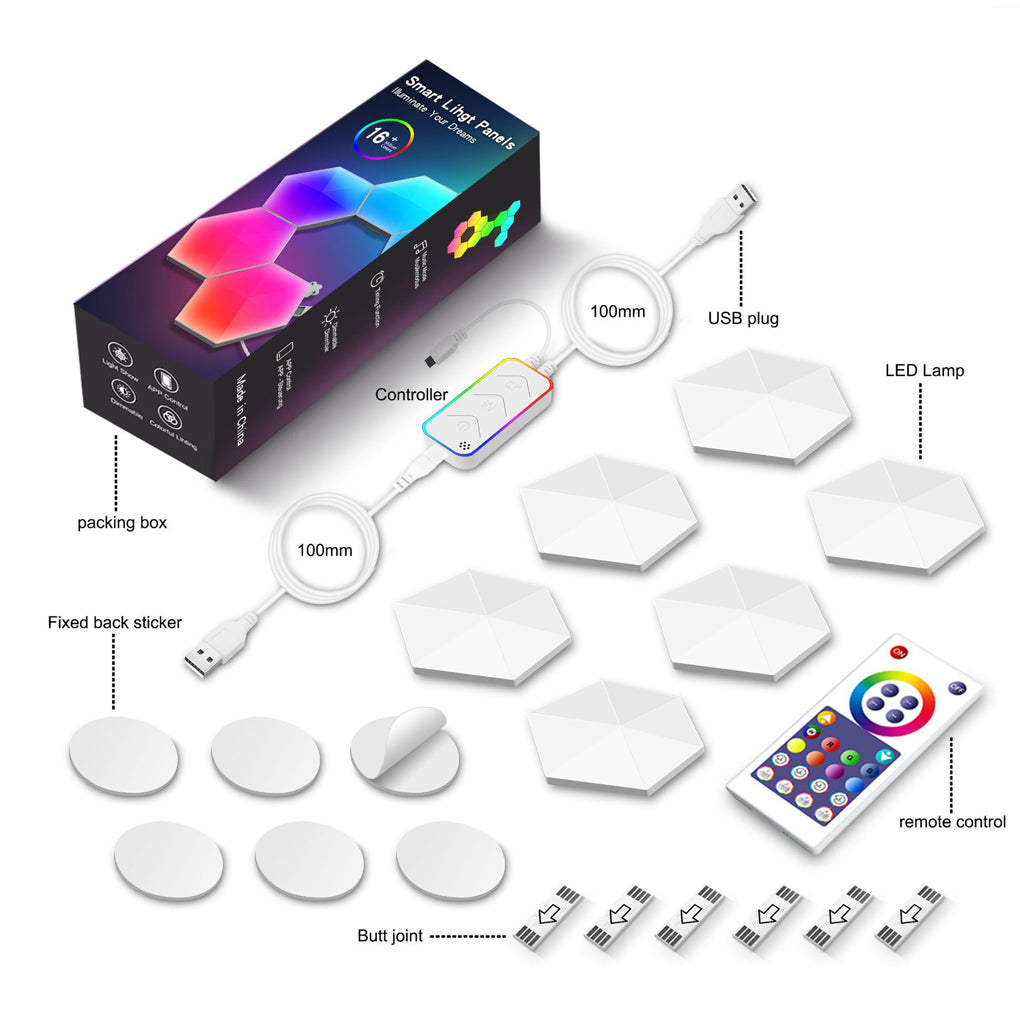 Hexagon RGBIC LED Smart Wall Sconce Modular Cellular Lighting with App and Music Sync Control
