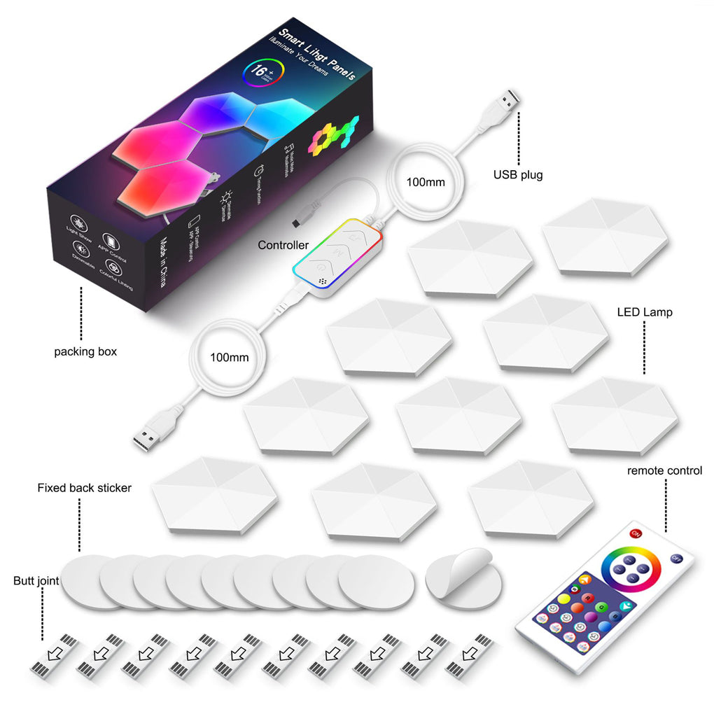 Hexagon RGBIC LED Smart Wall Sconce Modular Cellular Lighting with App and Music Sync Control