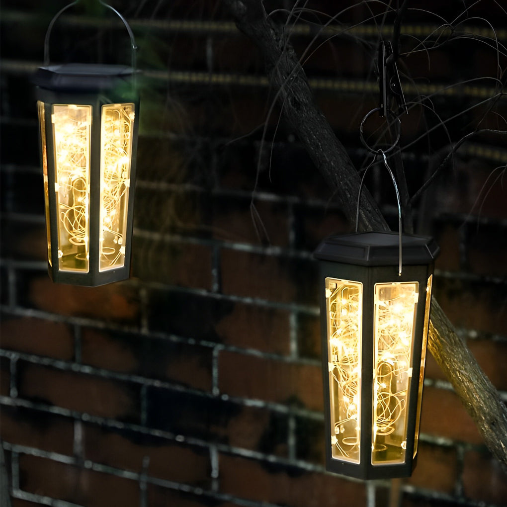 Hexagonal Solar Powered Outdoor Pathway Lights IP65 Waterproof LED Garden Lawn Lamps Set of 2