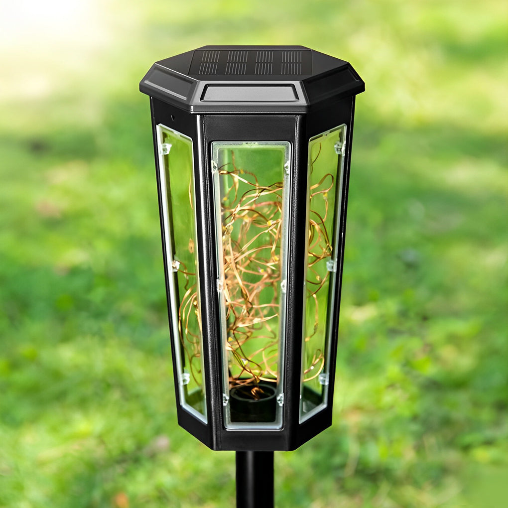 Hexagonal Solar Powered Outdoor Pathway Lights IP65 Waterproof LED Garden Lawn Lamps Set of 2