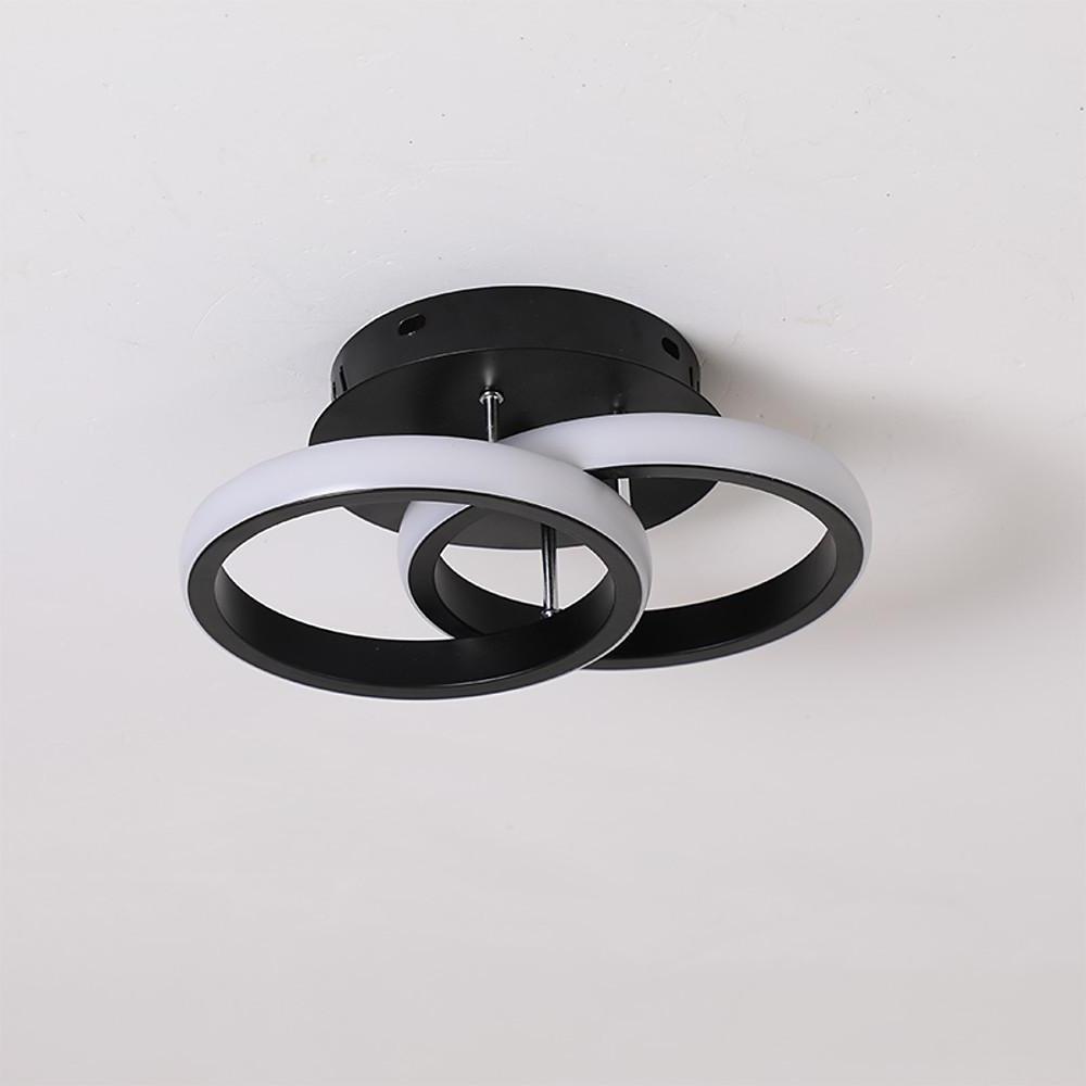 Modern 2 Ring LED Flush Mount Ceiling Light Metal Geometric Fixture for Hallway and Bedroom