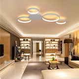 Modern 4 Ring LED Flush Mount Ceiling Light Silica Gel Cluster Fixture for Living Room