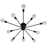 Modern 10 Light Metal Flush Mount Ceiling Fixture for Industrial Kitchen and Large Living Spaces