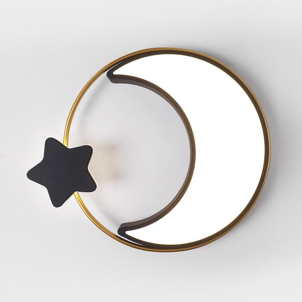 Modern Moon and Star Dimmable LED Flush Mount Ceiling Light for Nursery and Kids Bedroom