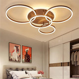 Modern 4 Ring LED Flush Mount Ceiling Light Dimmable Lighting Fixture with Remote Control
